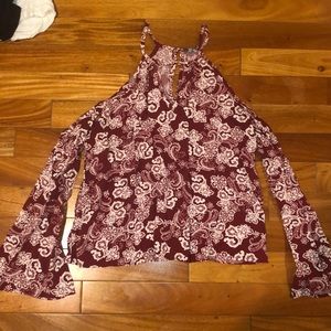 Off the shoulder bell sleeve blouse